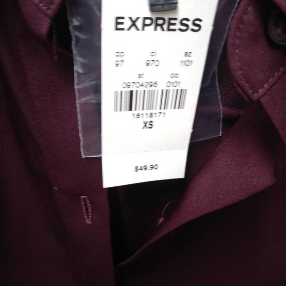 Express Button Down Burgundy SZ XS - Picture 5 of 7